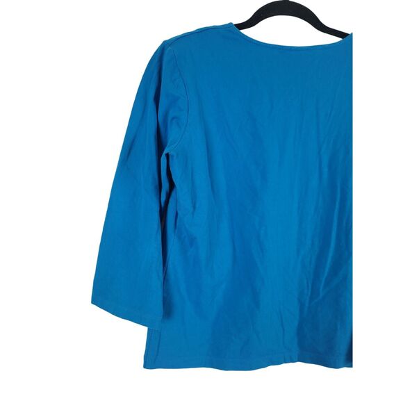 Ruby Rd Long Sleeve Top M Womens Blue V Neck Pullover Accents Cotton Blend - Picture 10 of 10